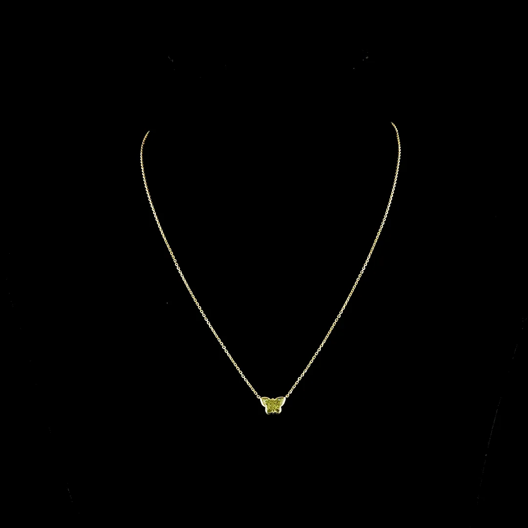 1.18 Cts 14k Yellow Gold Butterfly Shape Symbol Pendant - Video