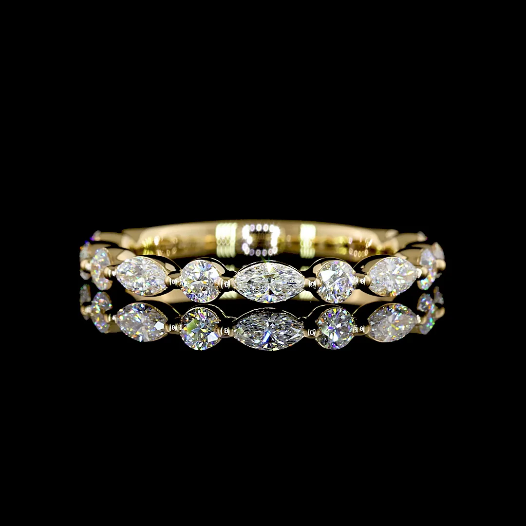 0.53 Cts 18k Yellow Gold Mix Shape 3/4 Band Eternity Band - Video