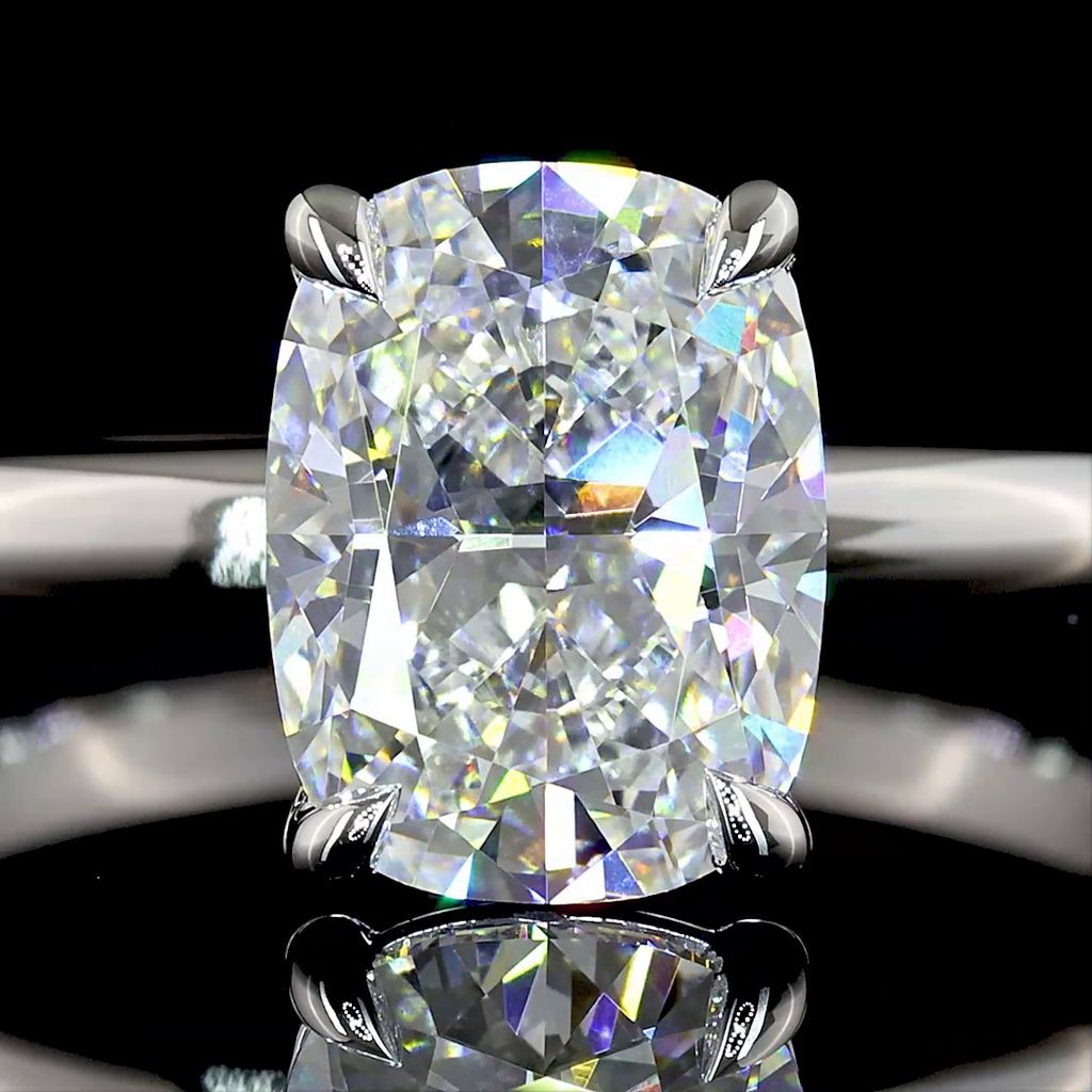 2.05 Cts 14k White Gold Cushion Brilliant Shape Solitaire Ring - Image 3