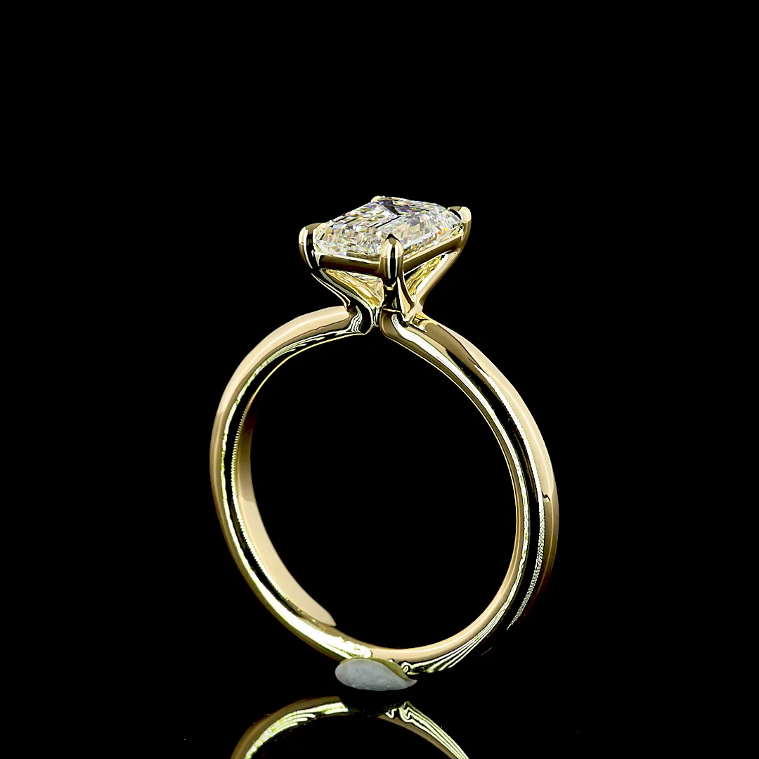 1.56 Cts 14k Yellow Gold Emerald Shape Solitaire Ring - Image 2