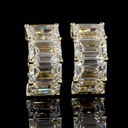 6.08 Cts 14k Yellow Gold Emerald Shape Huggies Earring - Video