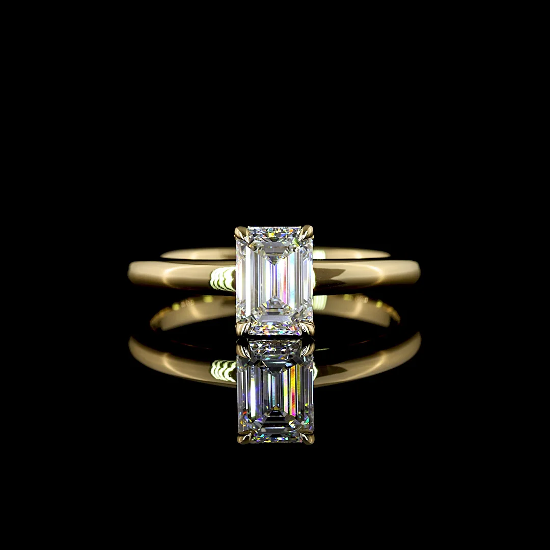 1.02 Cts 14k Yellow Gold Emerald Shape Solitaire Ring - Video