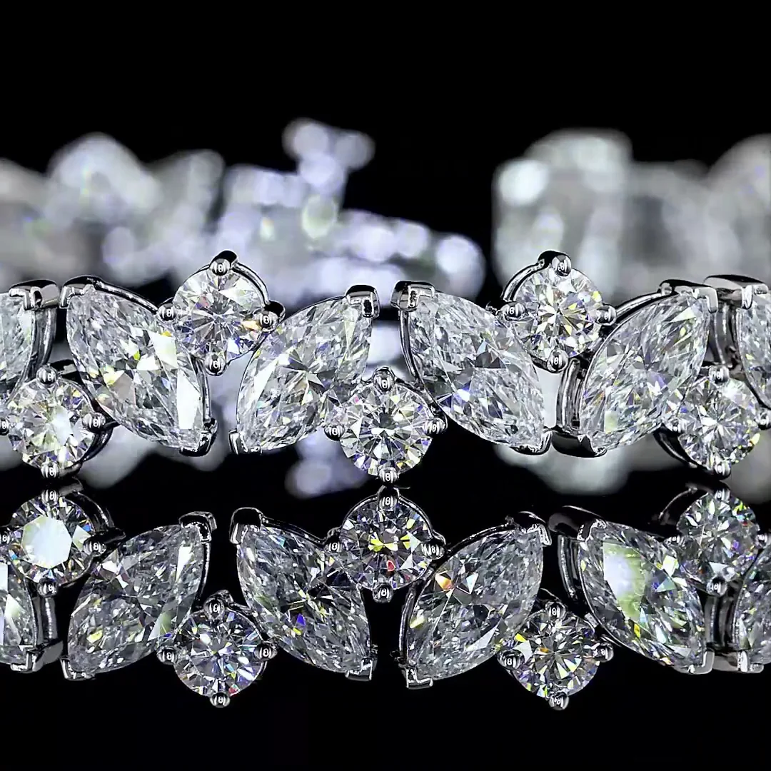 10.43 Cts 14k White Gold Mix Shape Special Bracelet - Image 2