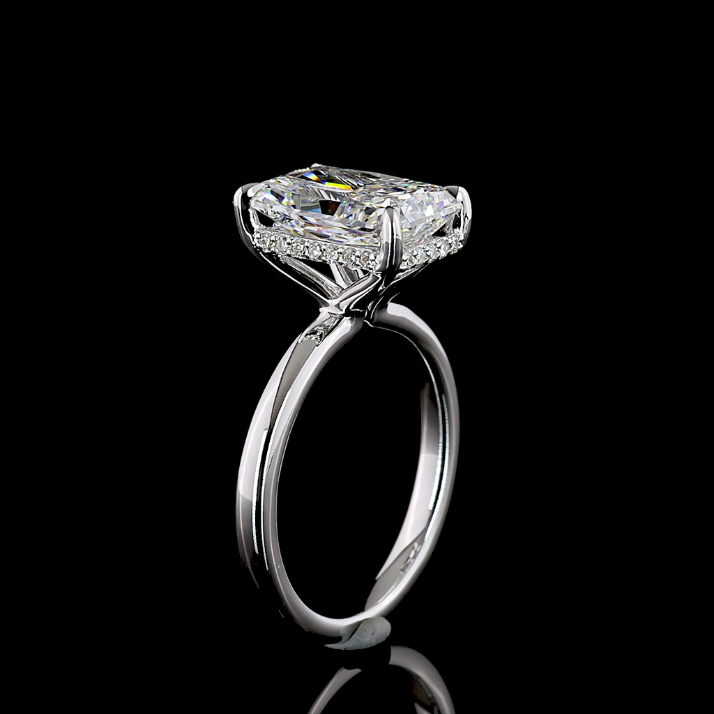 4.22 Cts 14k White Gold Radiant Shape Hidden Halo Ring - Image 4