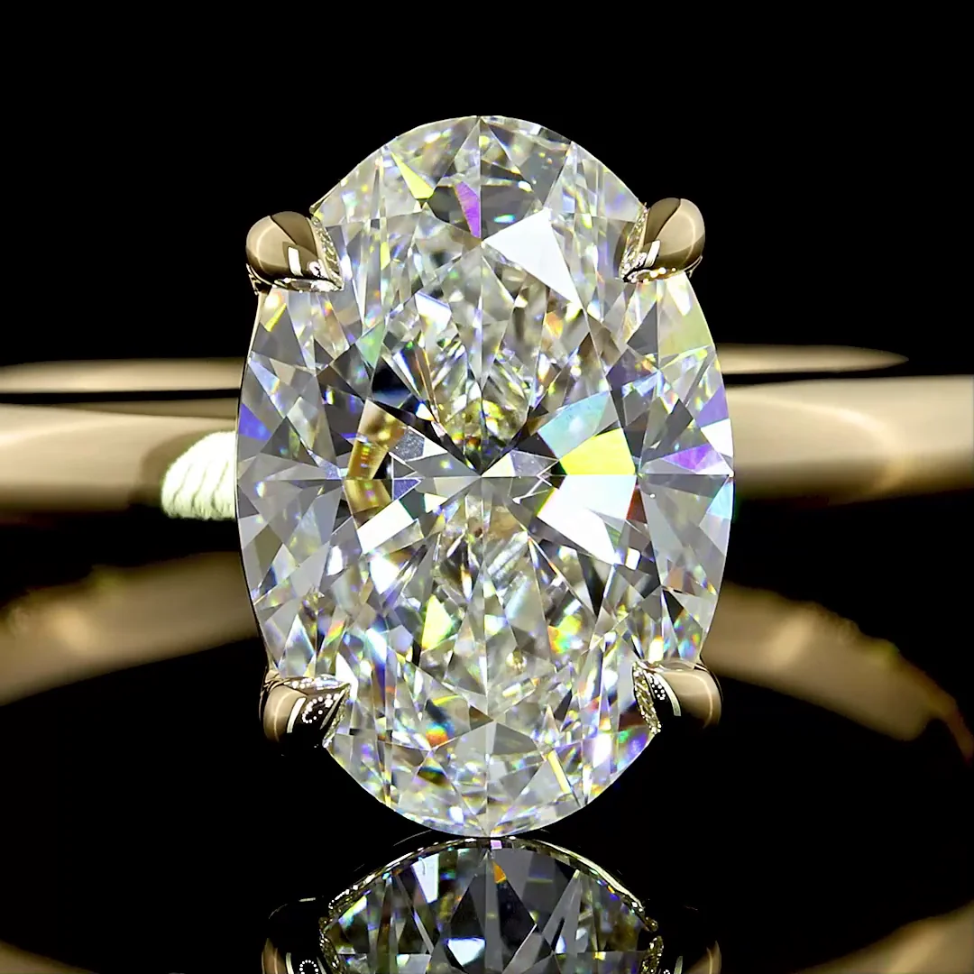 2.11 Cts 14k Yellow Gold Oval Shape Solitaire Ring - Image 3