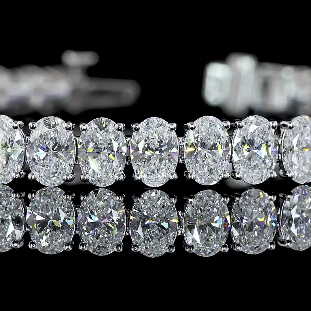 14.14 Cts 14k White Gold Oval Shape Tennis Bracelet - Image 2