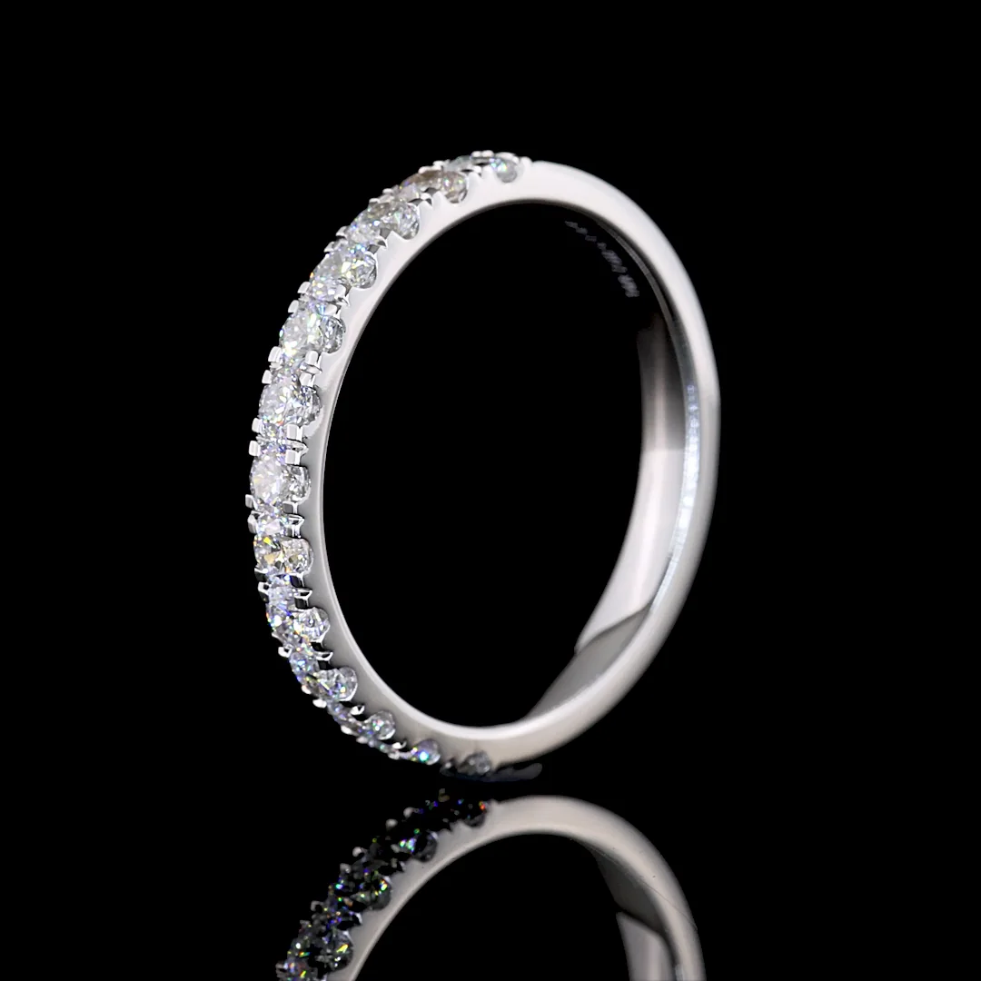 0.67 Cts 14k White Gold Round Shape Half Eternity Eternity Band - Image 4