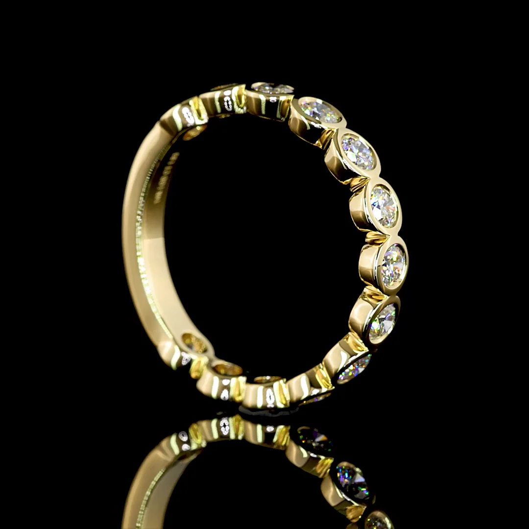 1.03 Cts 14k Yellow Gold Round Shape 3/4 Band Eternity Band - Image 2