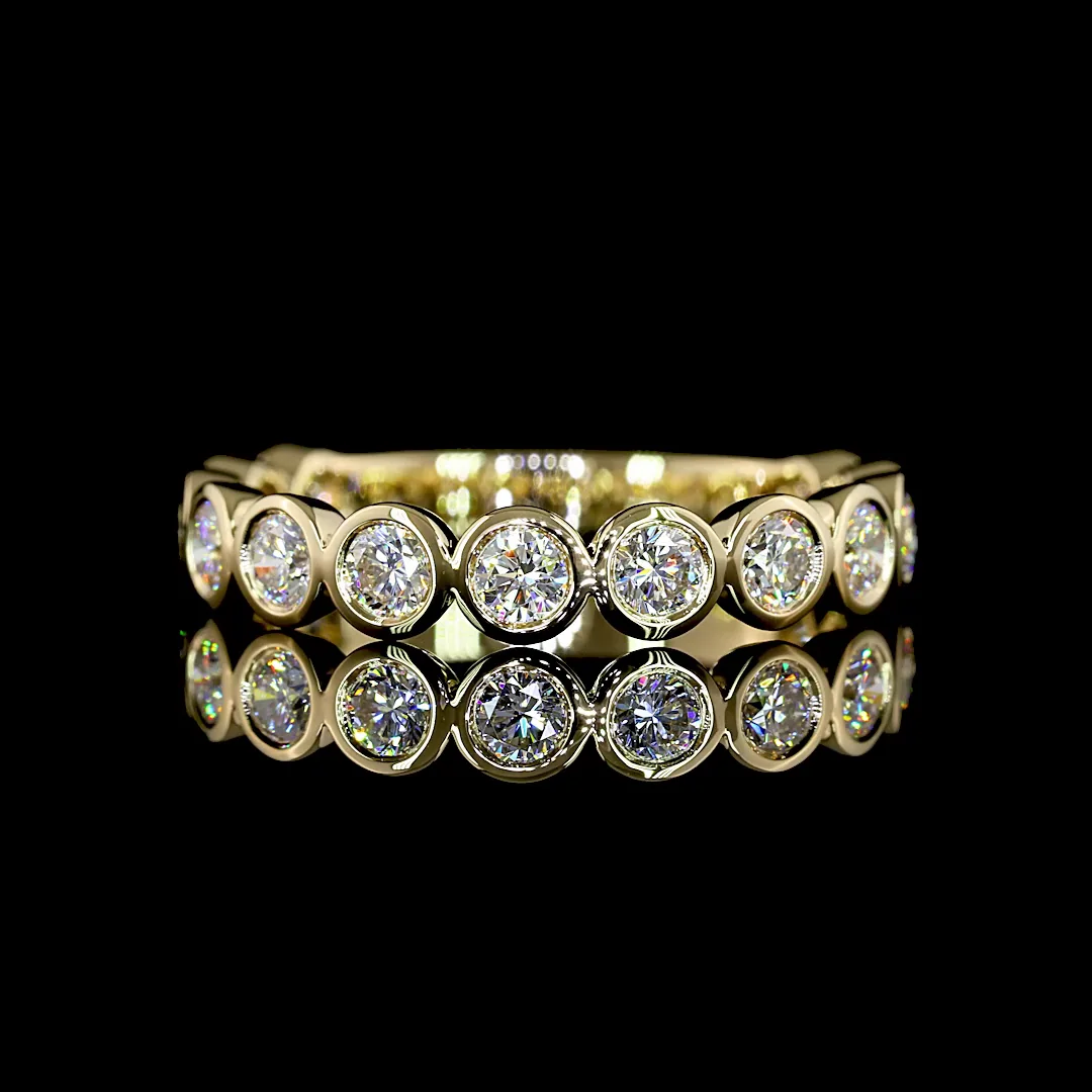 1.03 Cts 14k Yellow Gold Round Shape 3/4 Band Eternity Band - Video