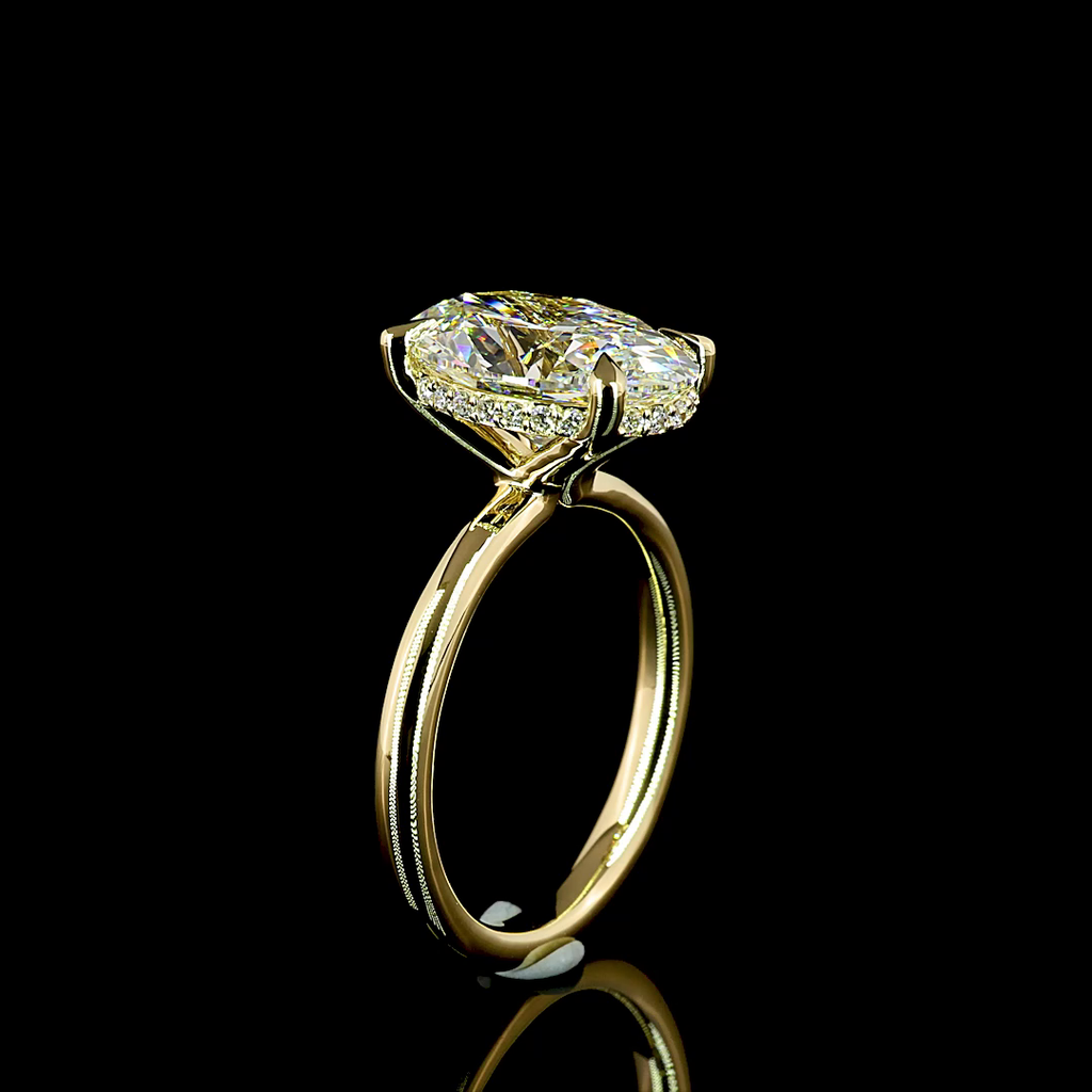 4.22 Cts 14k Yellow Gold Oval Shape Hidden Halo Ring - Image 4