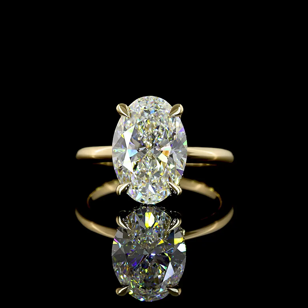 4.22 Cts 14k Yellow Gold Oval Shape Hidden Halo Ring - Video