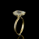 4.14 Cts 14k Yellow Gold Emerald Shape Hidden Halo Ring - Image 4