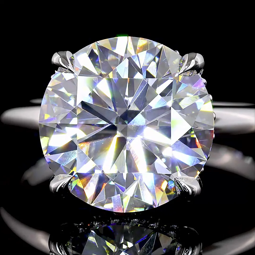 5.22 Cts 14k White Gold Round Shape Hidden Halo Ring - Image 3