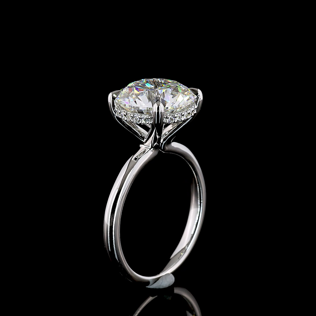 5.22 Cts 14k White Gold Round Shape Hidden Halo Ring - Image 4