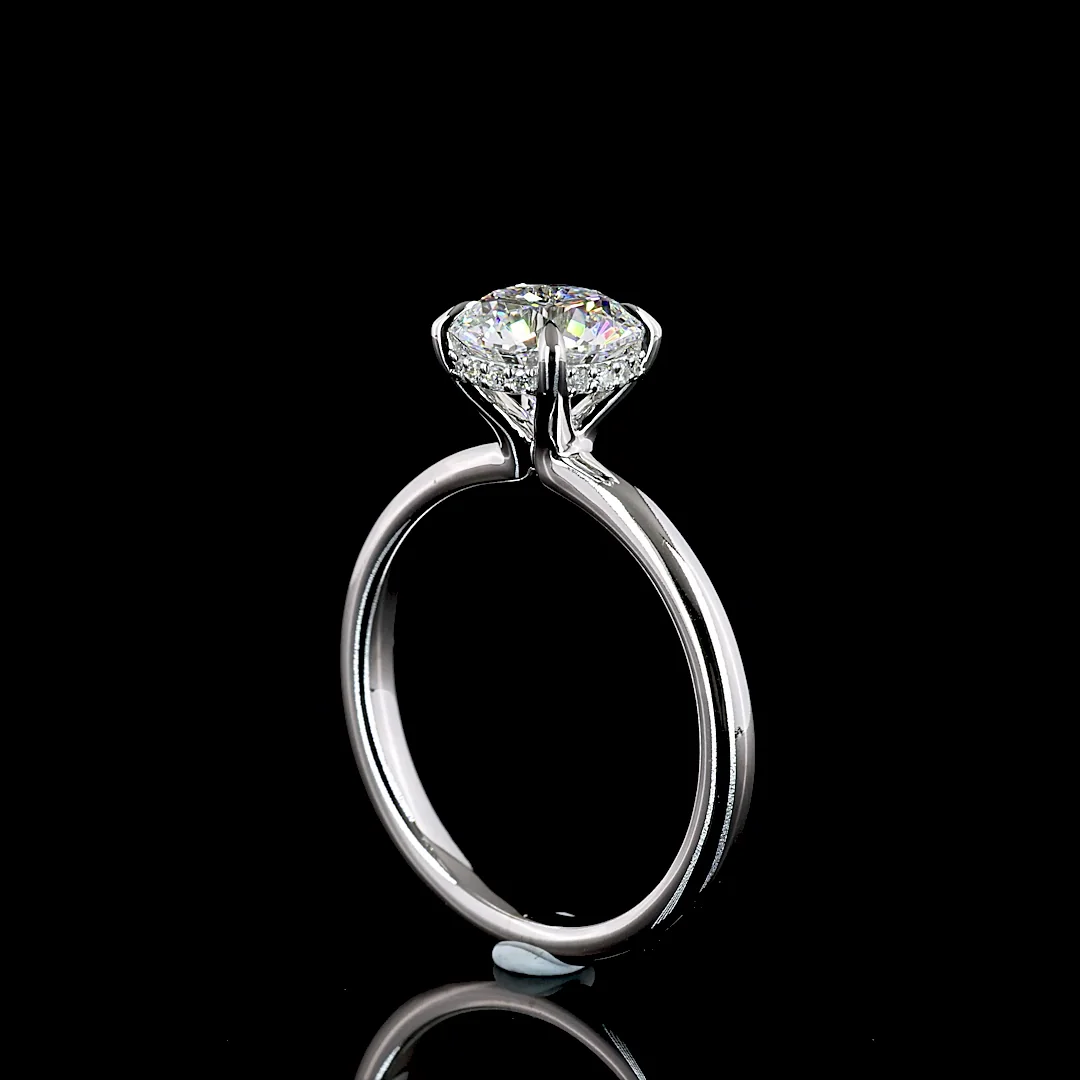 1.61 Cts 14k White Gold Round Shape Hidden Halo Ring - Image 2