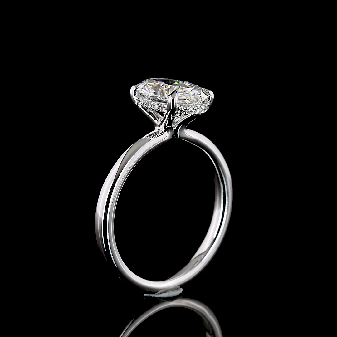 2.17 Cts 14k White Gold Oval Shape Hidden Halo Ring - Image 4