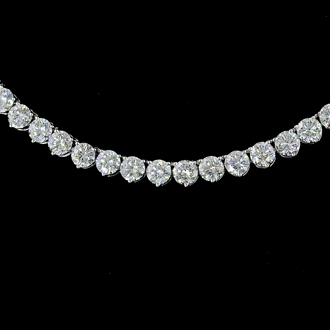 13.31 Cts 14k White Gold Round Shape Tennis Necklace - Image 3