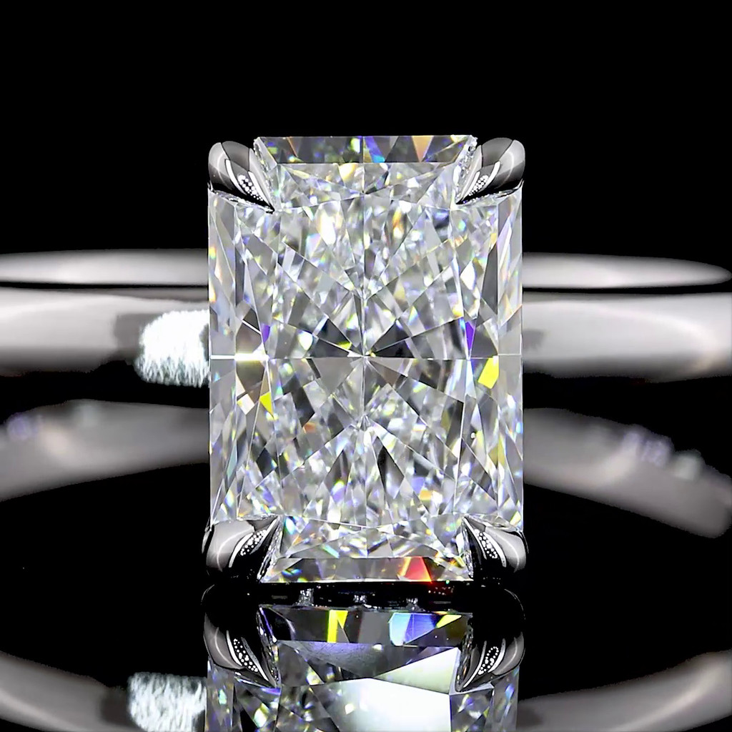 1.6 Cts 14k White Gold Radiant Shape Hidden Halo Ring - Image 3