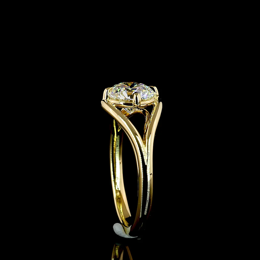 1.5 Cts 14k Yellow Gold Round Shape Solitaire Ring - Image 2