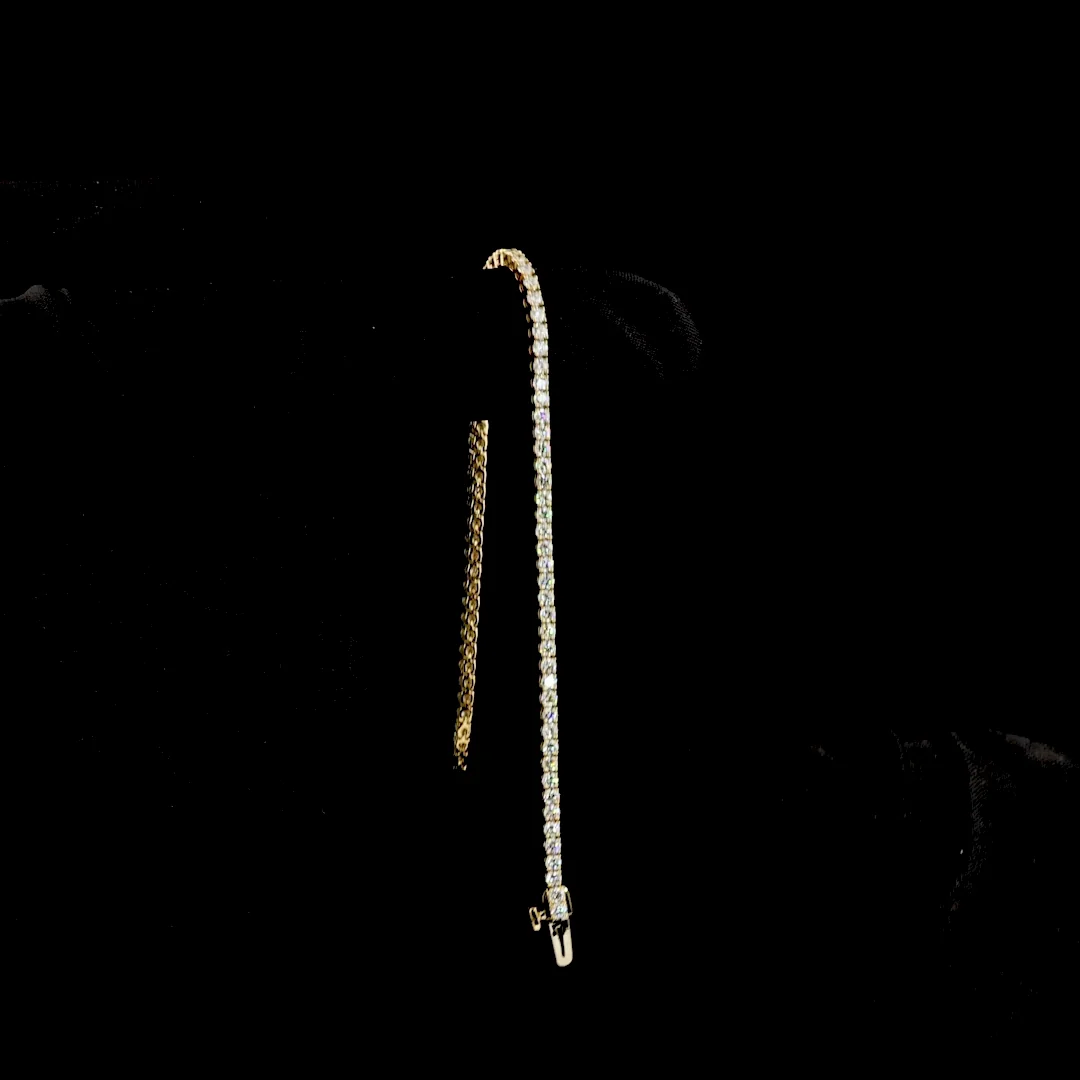 2.22 Cts 14k Yellow Gold Round Shape Tennis Bracelet - Image 3