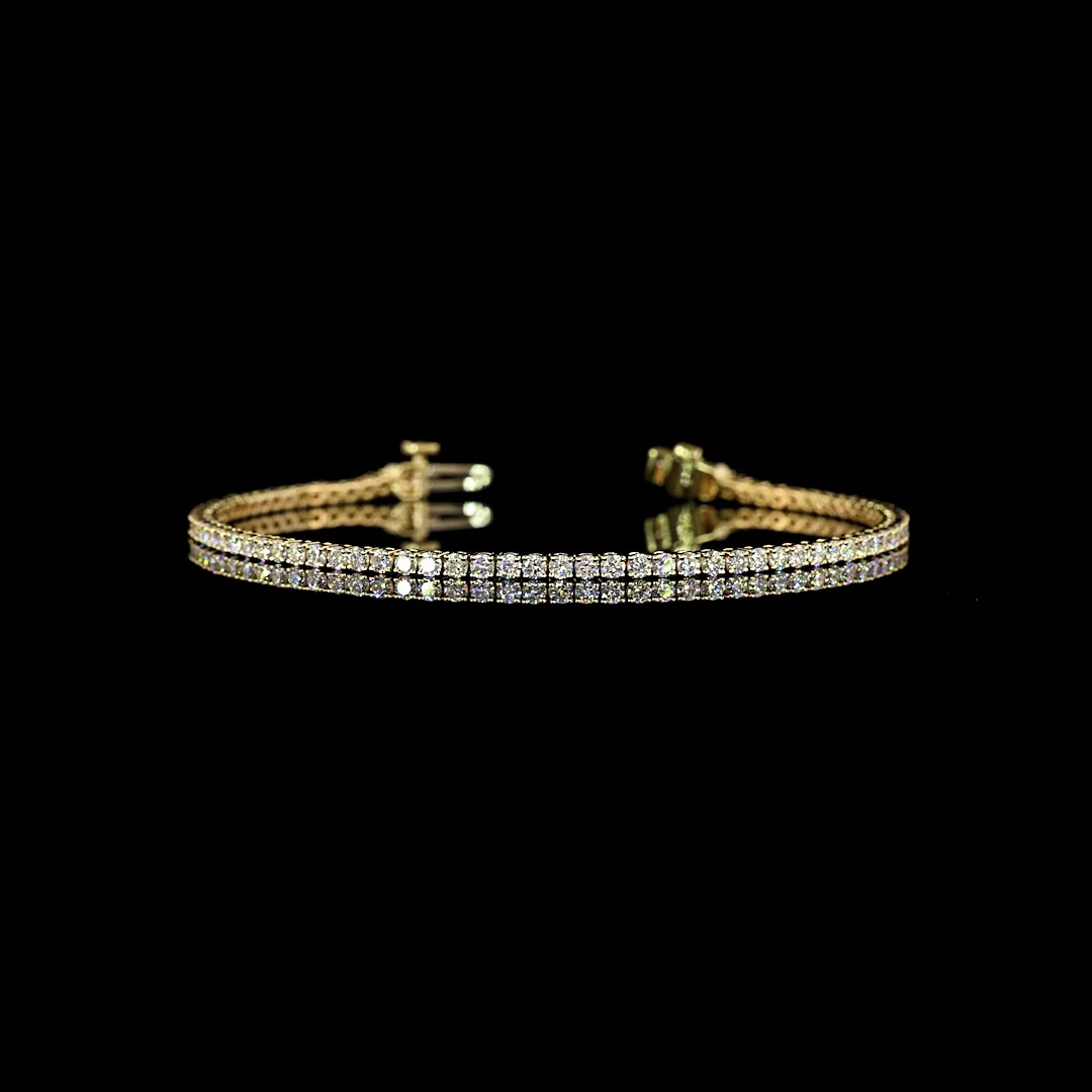 2.22 Cts 14k Yellow Gold Round Shape Tennis Bracelet - Video