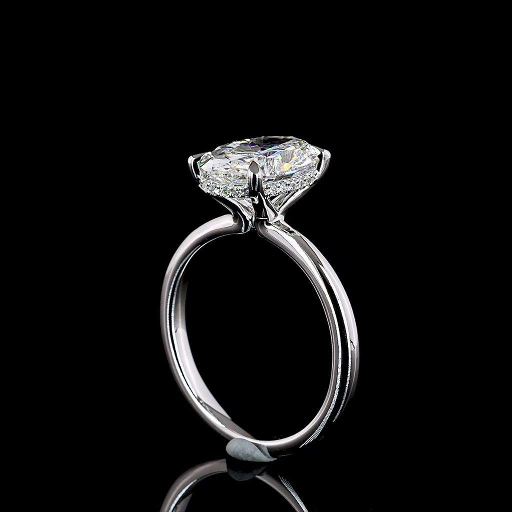 3.14 Cts 14k White Gold Oval Shape Hidden Halo Ring - Image 2