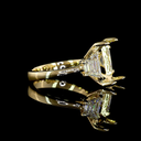 3.68 Cts 14k White Gold Emerald Shape Solitaire Diamond Shank Ring - Image 2