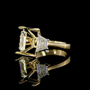 3.68 Cts 14k White Gold Emerald Shape Solitaire Diamond Shank Ring - Image 3
