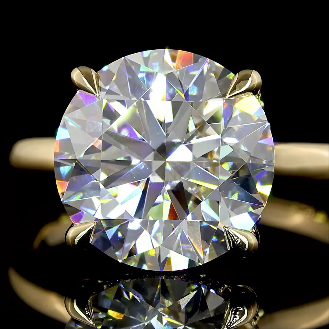 5.25 Cts 14k Yellow Gold Round Shape Hidden Halo Ring - Image 3