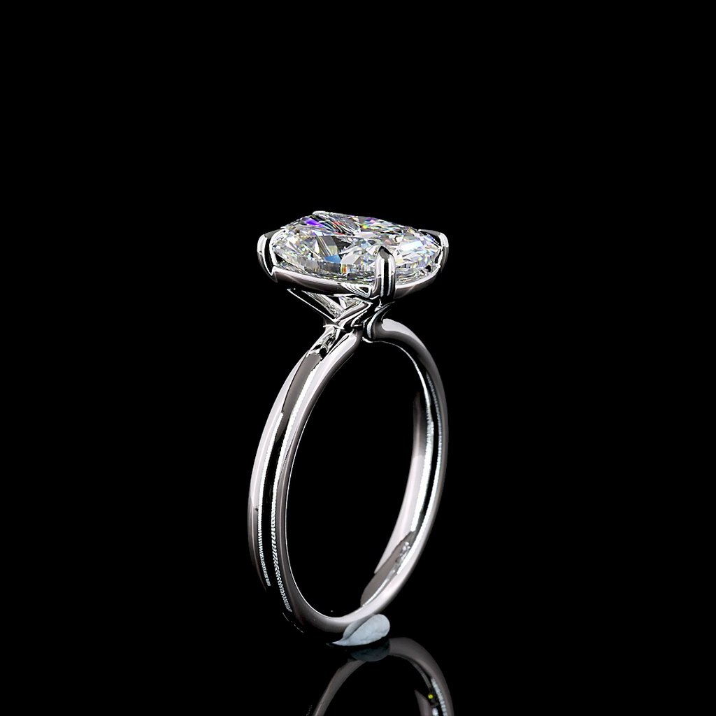 3.06 Cts 14k White Gold Cushion Brilliant Shape Solitaire Ring - Image 4