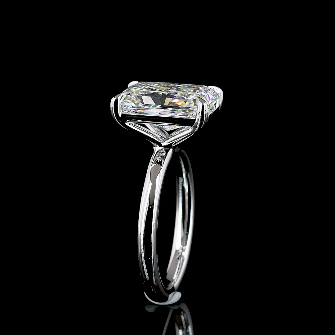 5.07 Cts 14k White Gold Radiant Shape Solitaire Ring - Image 4