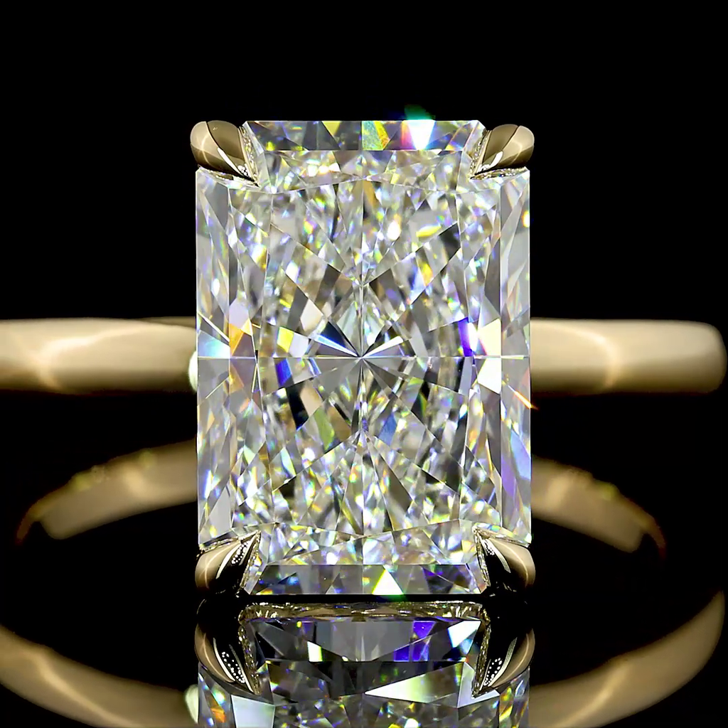 4.09 Cts 14k Yellow Gold Radiant Shape Solitaire Ring - Image 3