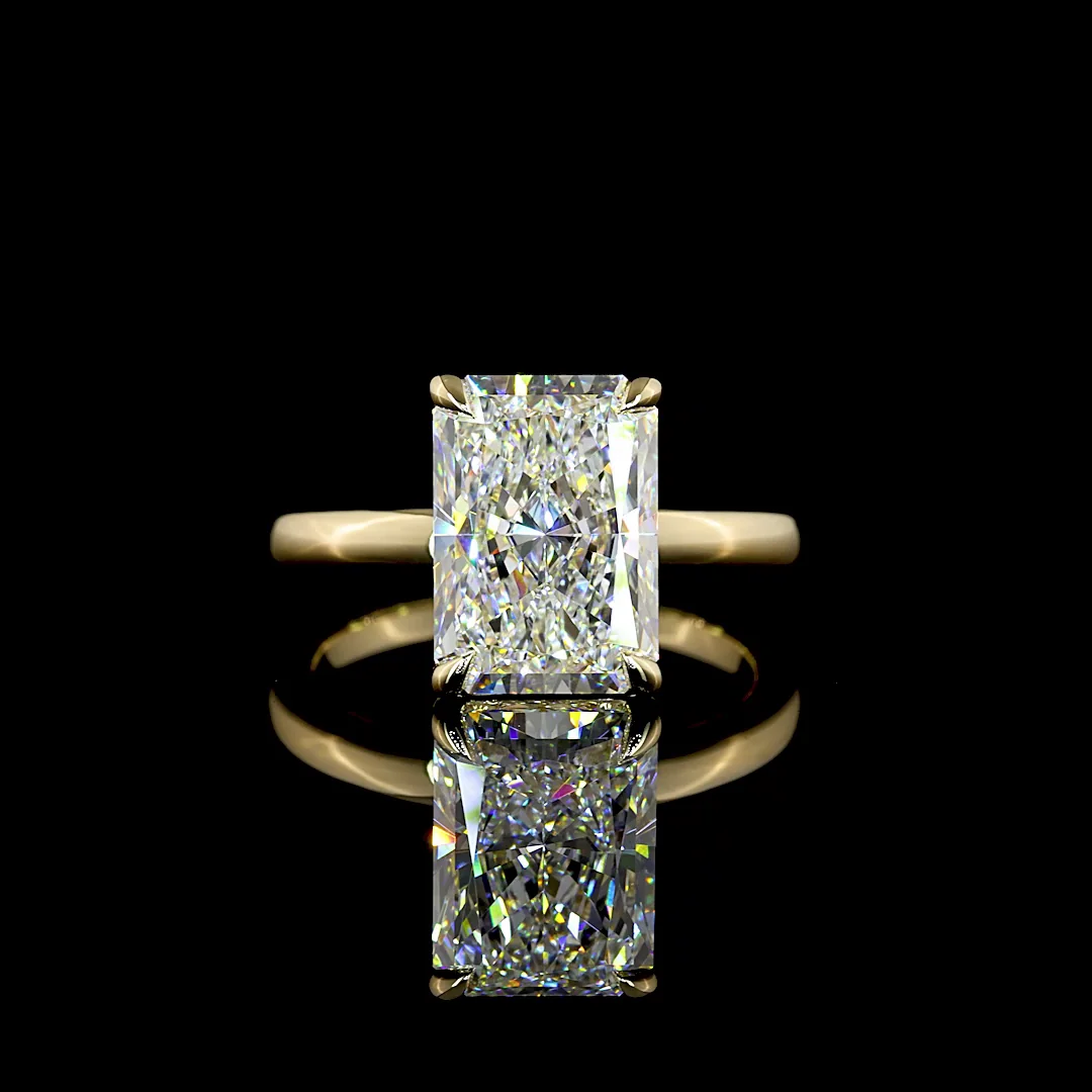 4.09 Cts 14k Yellow Gold Radiant Shape Solitaire Ring - Video