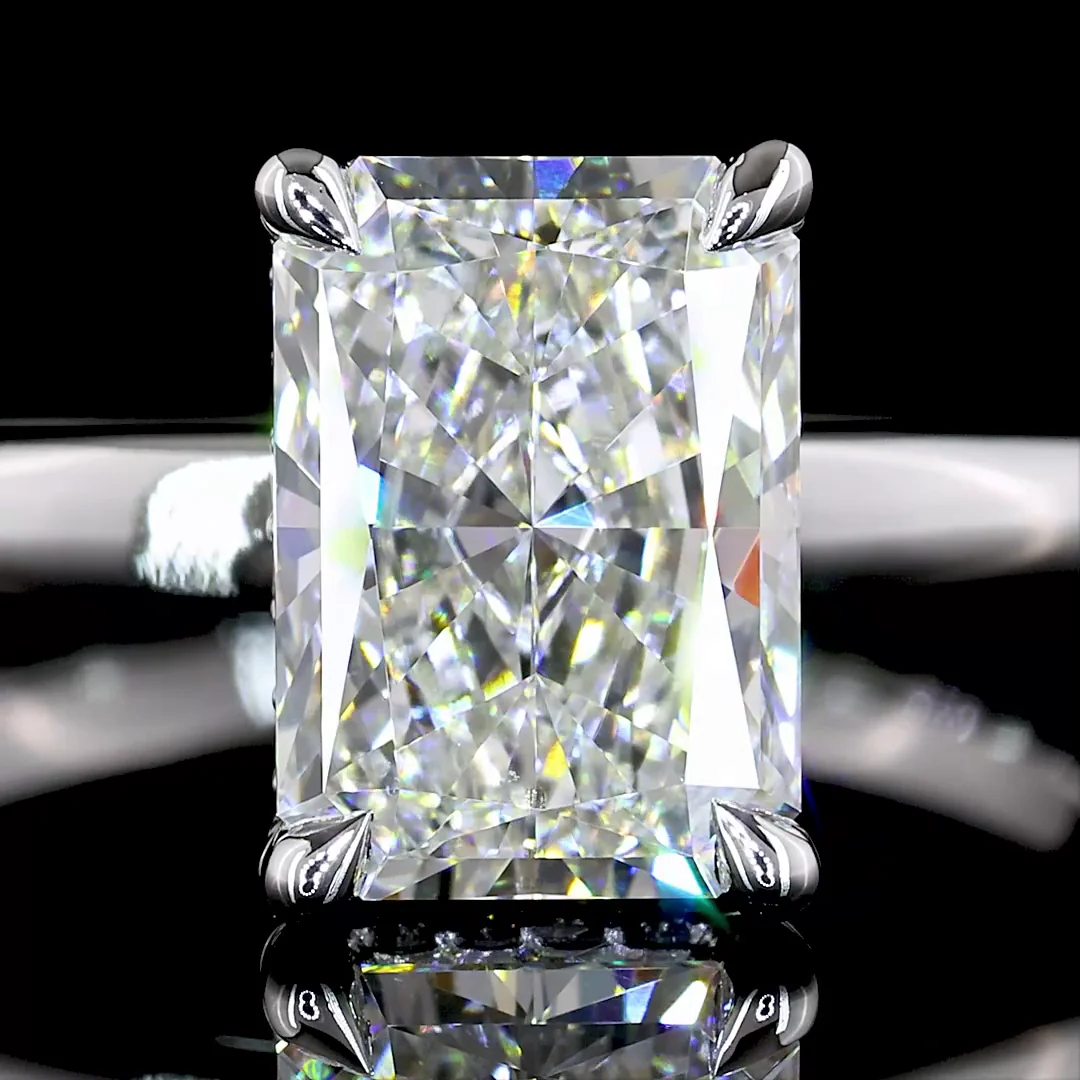 2.1 Cts 14k White Gold Radiant Shape Hidden Halo Ring - Image 3