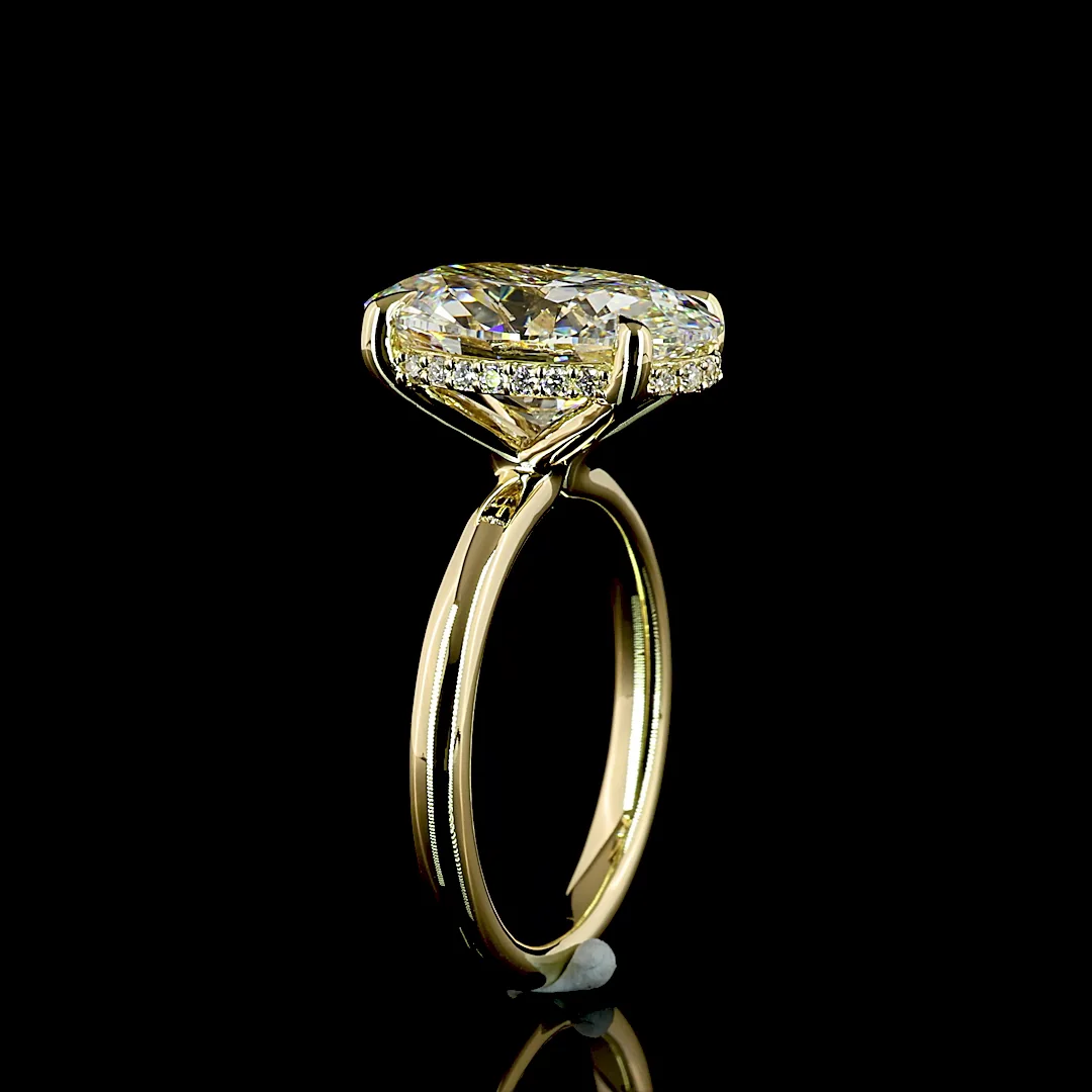 5.14 Cts 14k Yellow Gold Oval Shape Hidden Halo Ring - Image 4