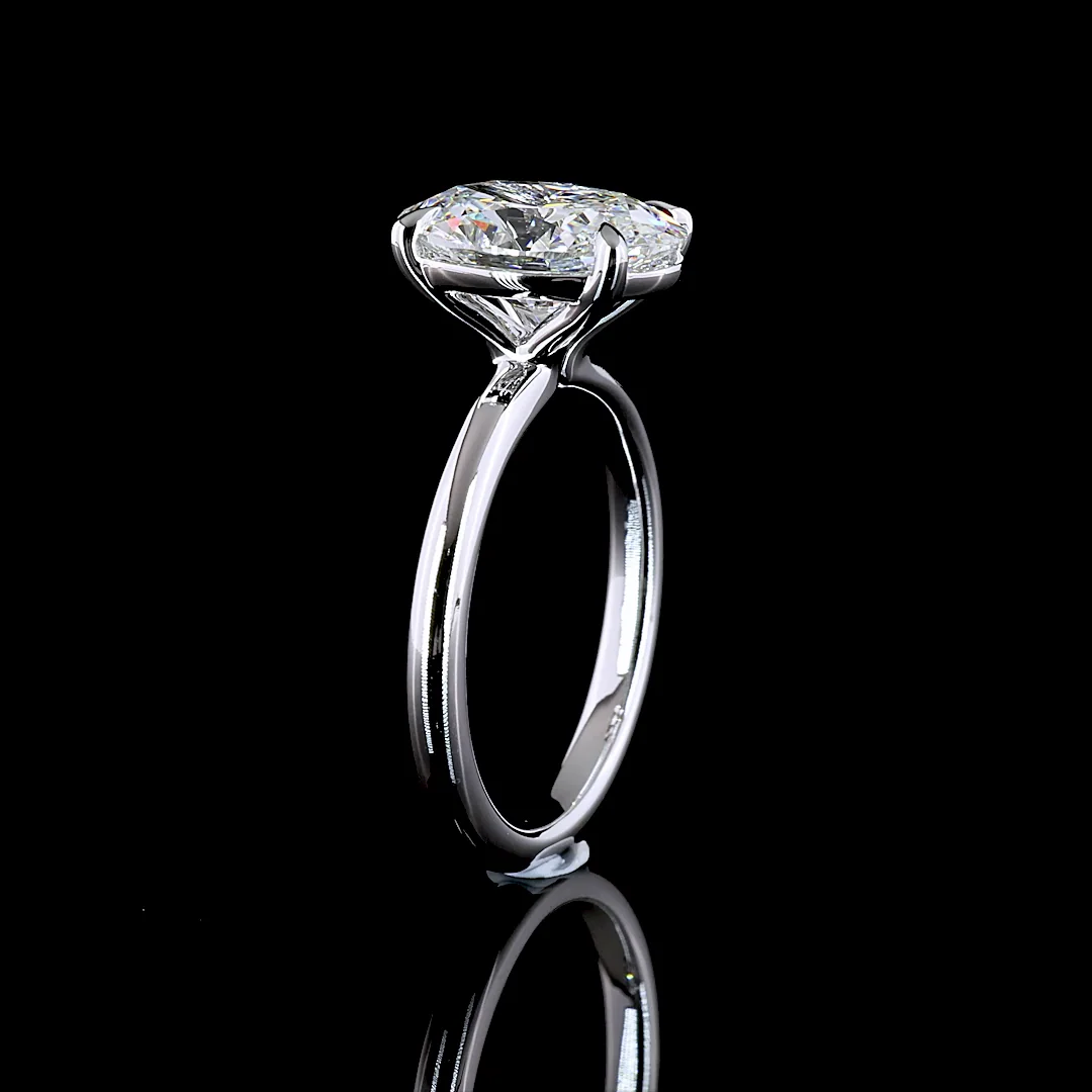 3.06 Cts 14k White Gold Oval Shape Solitaire Ring - Image 4