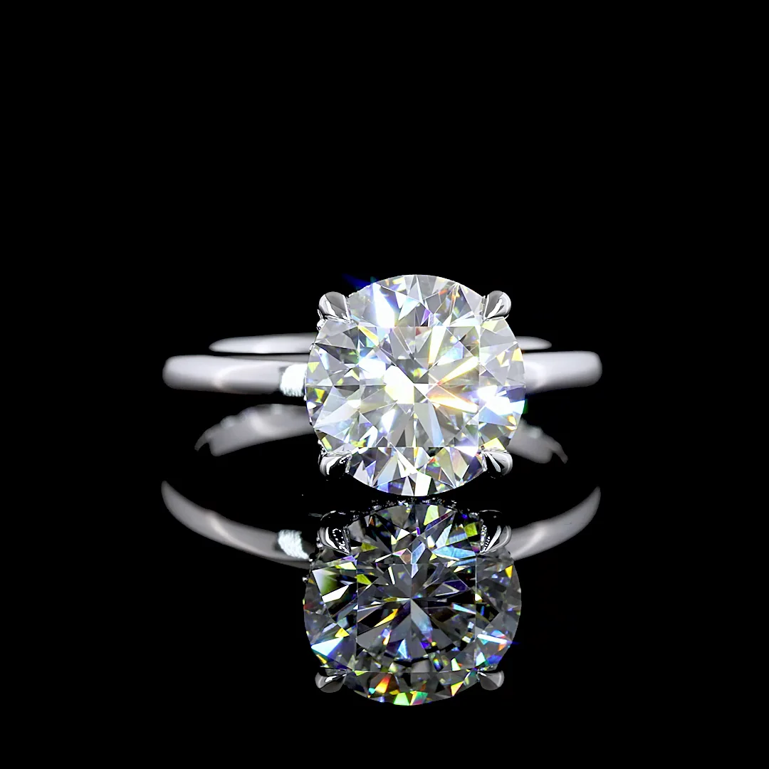 3.2 Cts 14k White Gold Round Shape Hidden Halo Ring - Video