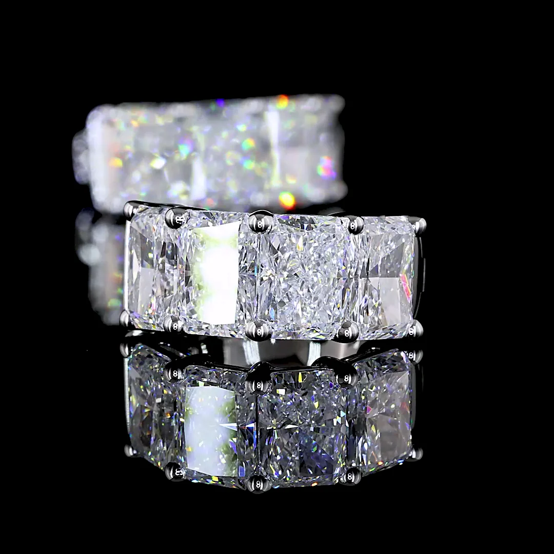 4.19 Cts 14k White Gold Radiant Shape Huggies Earring - Image 4