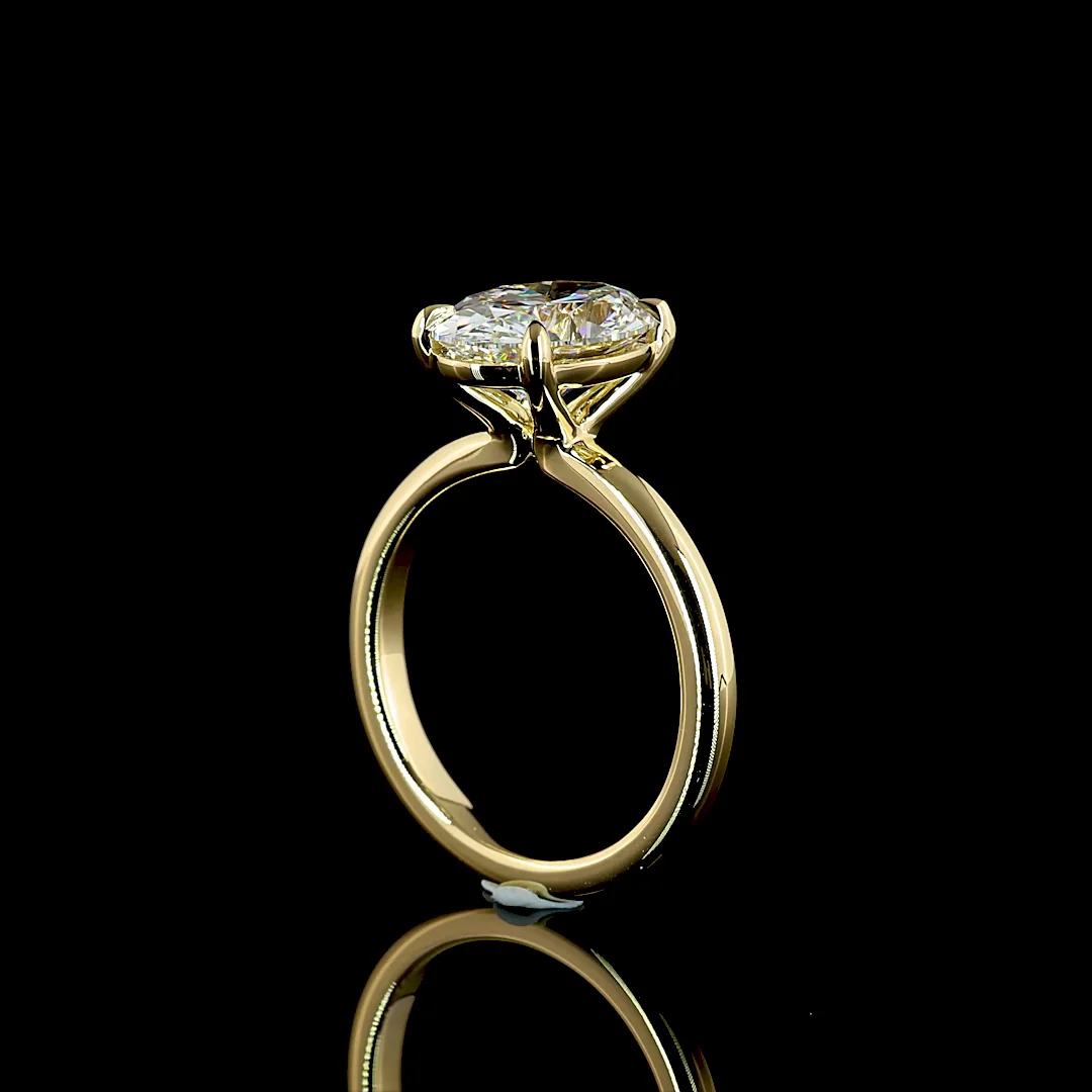 3.05 Cts 14k Yellow Gold Oval Shape Solitaire Ring - Image 2