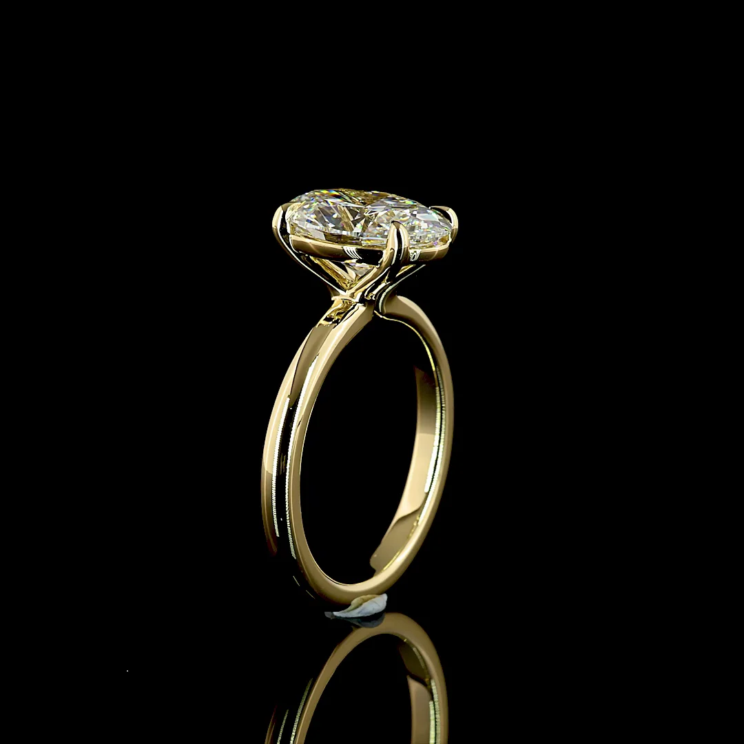 3.05 Cts 14k Yellow Gold Oval Shape Solitaire Ring - Image 4