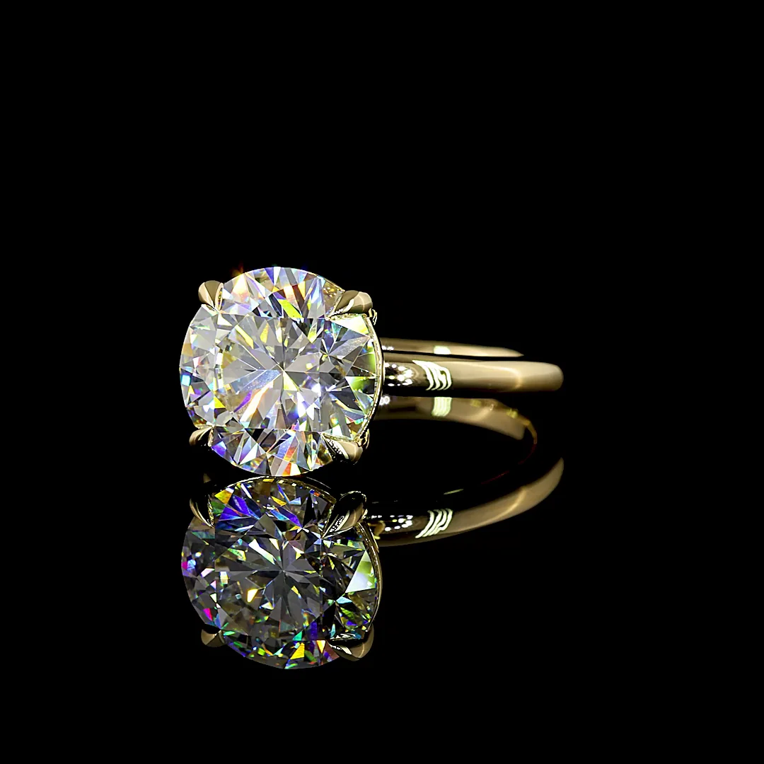 5.08 Cts 14k Yellow Gold Round Shape Solitaire Ring - Image 2