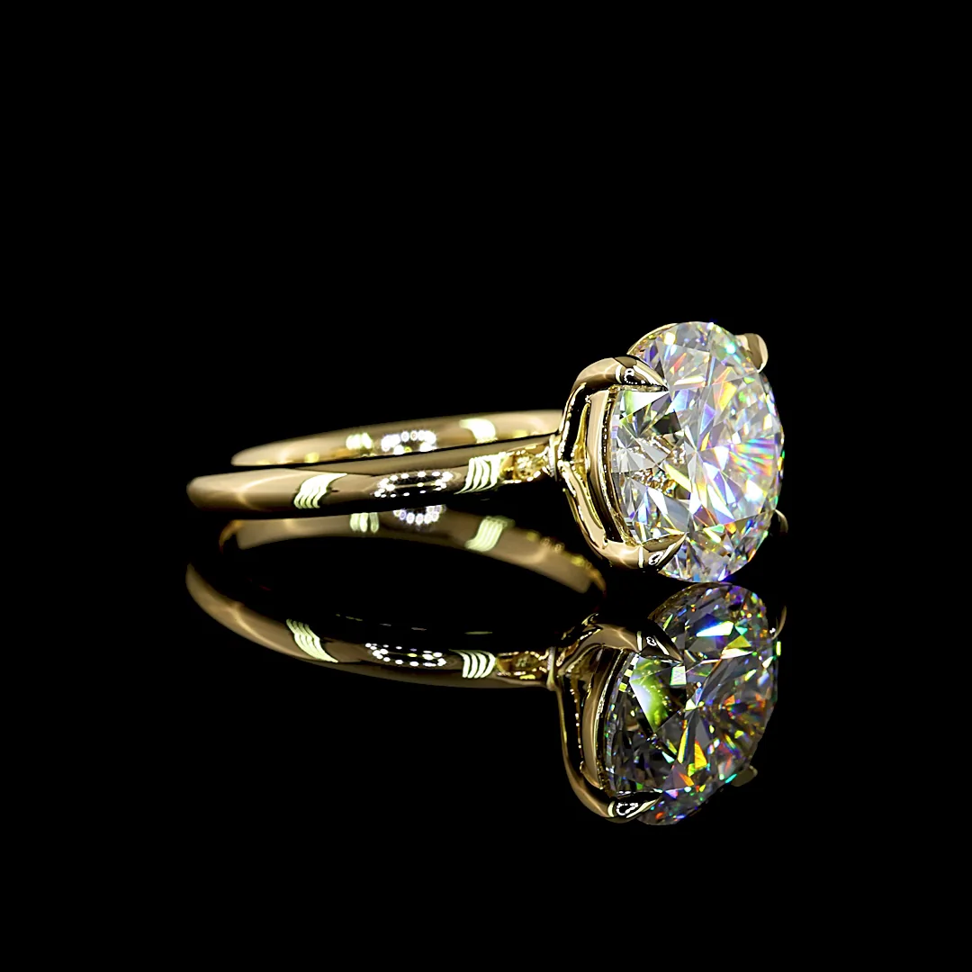 5.08 Cts 14k Yellow Gold Round Shape Solitaire Ring - Image 3