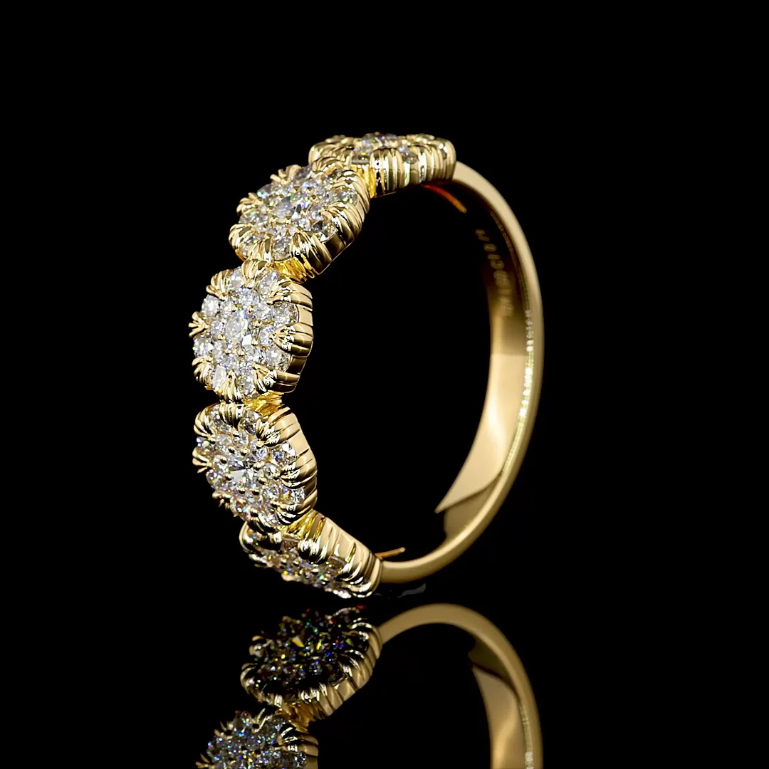 0.79 Cts 18k Yellow Gold Round Shape Special Ring - Image 4