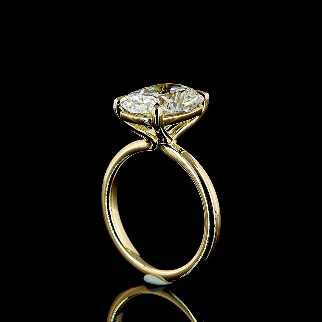 5.09 Cts 14k Yellow Gold Cushion Brilliant Shape Solitaire Ring - Image 2