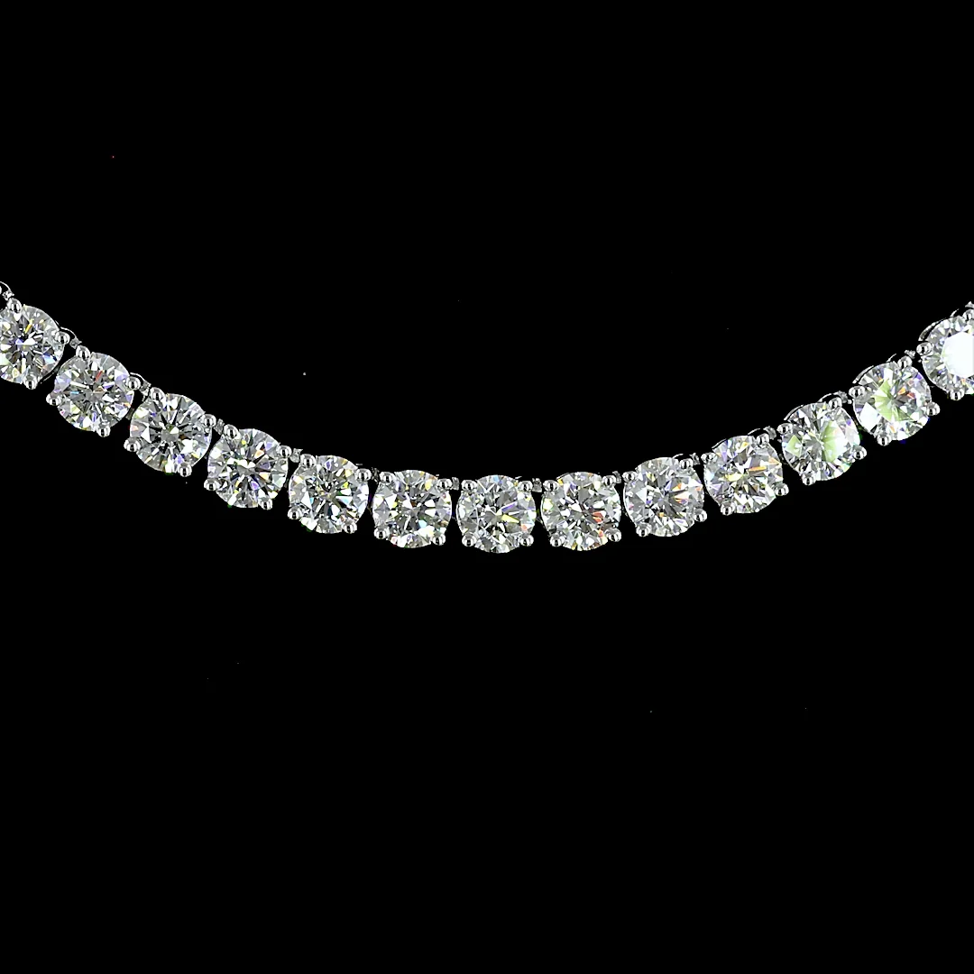 4.49 Cts 14k Two Tone Round Shape Tennis Necklace - Image 3