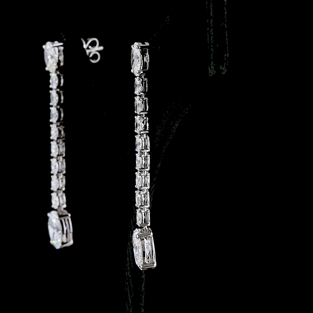 4.72 Cts 14k White Gold Oval Shape Hanging Earring - Image 2