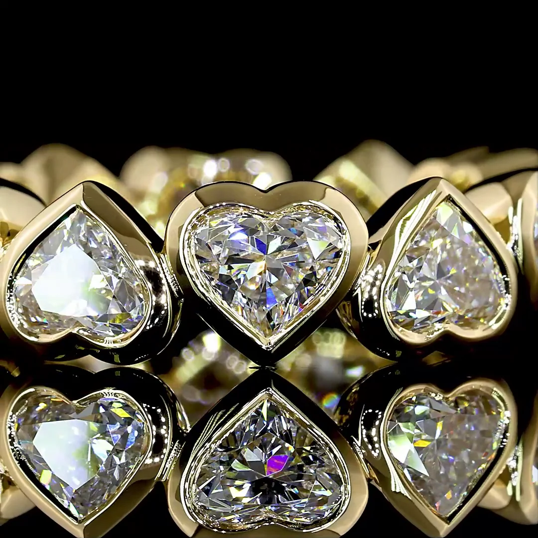 4.05 Cts 14k Yellow Gold Heart Shape Eternity Band Eternity Band - Image 3