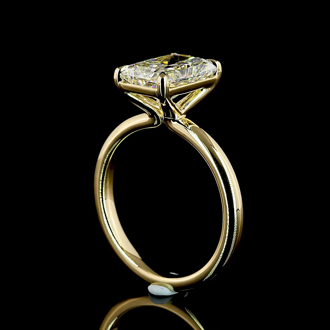 3.07 Cts 14k Yellow Gold Radiant Shape Solitaire Ring - Image 2