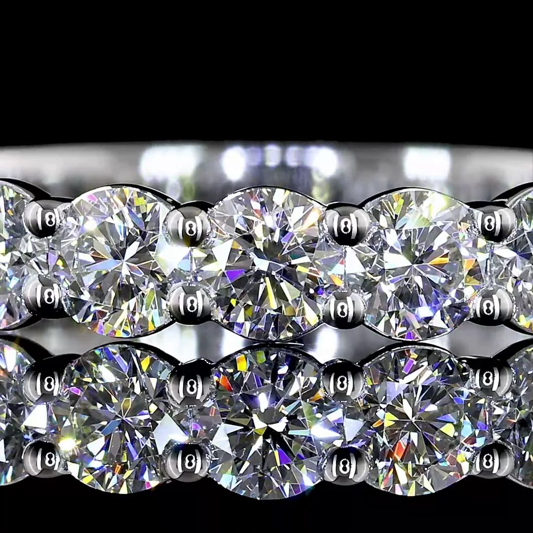 1.54 Cts 14k White Gold Round Shape 3/4 Band Eternity Band - Image 3