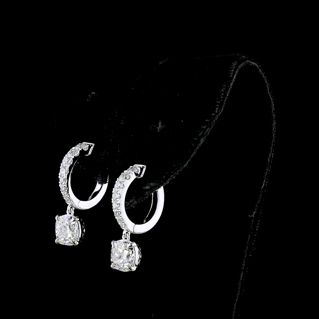 2.64 Cts 14k White Gold Mix Shape Hanging Earring - Image 2